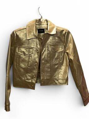 Dolce Cabo Metallic Gold Crop Jacket Sz S